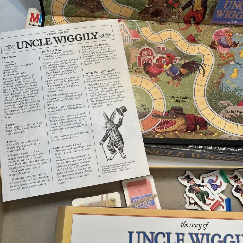 The Uncle Wiggly Game Milton Bradley 1988 Vintage 100% Complete Board Game